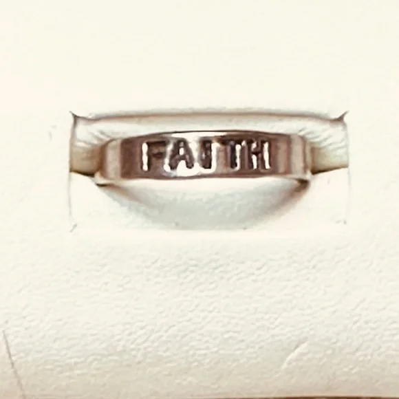 925 Sterling Silver Ring Band with FAITH Stamped Into It - Picture 3 of 5
